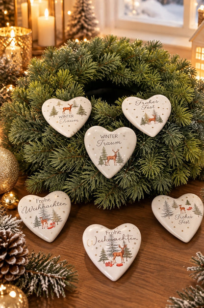 Deko Herzen 6cm Winter mit Botschaft