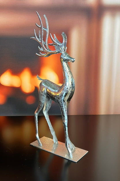 Deko Hirsch 49cm Metall silber
