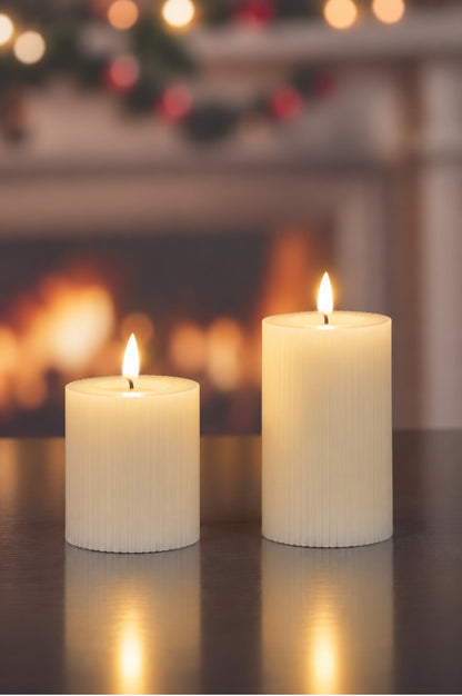 Deko LED Kerzen Streifen creme