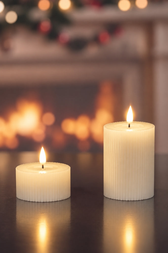 Deko LED Kerzen Streifen creme