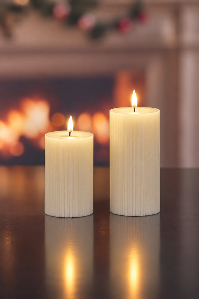 Deko LED Kerzen Streifen creme