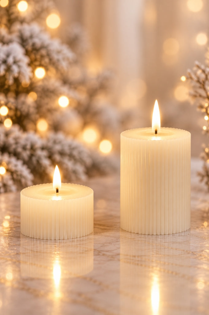 Deko LED Kerzen Streifen creme