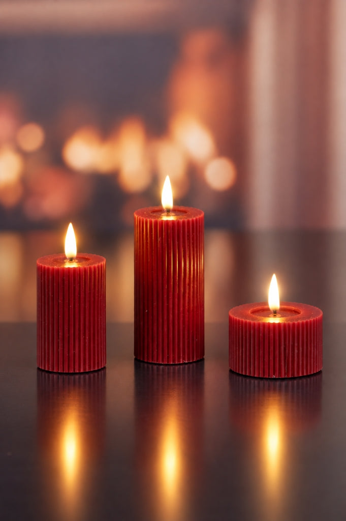 Deko LED Kerzen Streifen rot