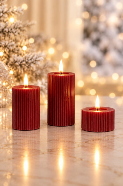 Deko LED Kerzen Streifen rot