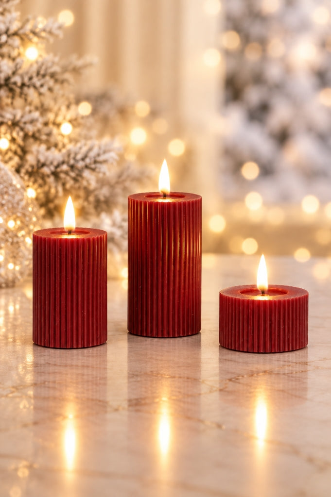 Deko LED Kerzen Streifen rot