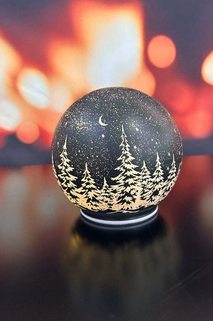 Deko Dreh Kugel LED Winternacht schwarz