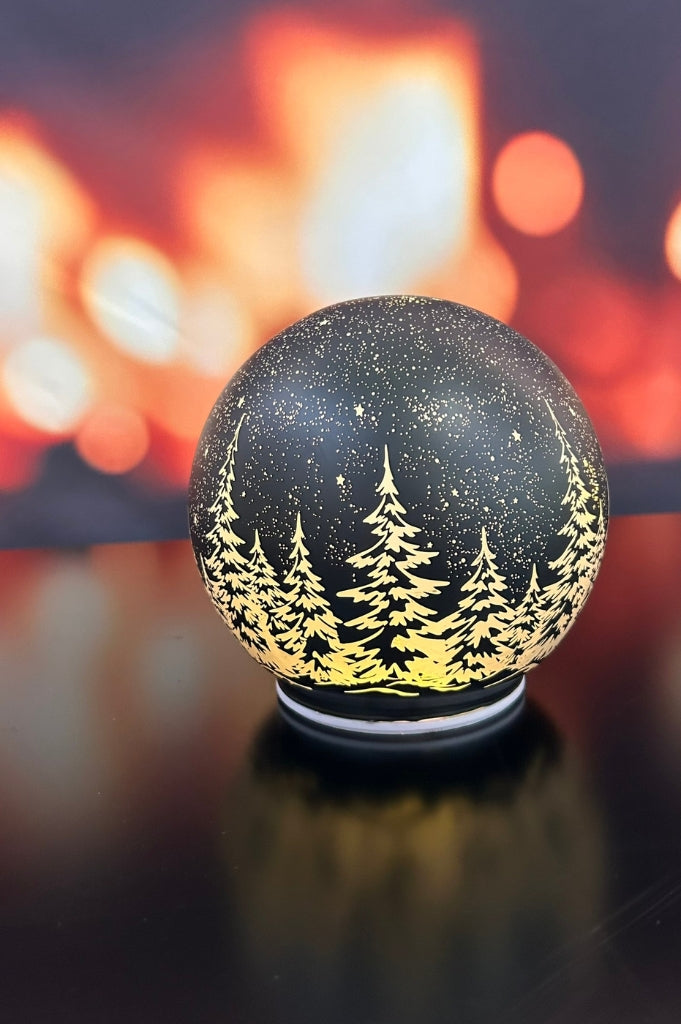 Deko Dreh Kugel LED Winternacht schwarz