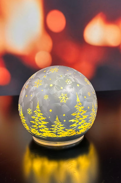 Deko Lichtkugel LED Wald Frosty silber