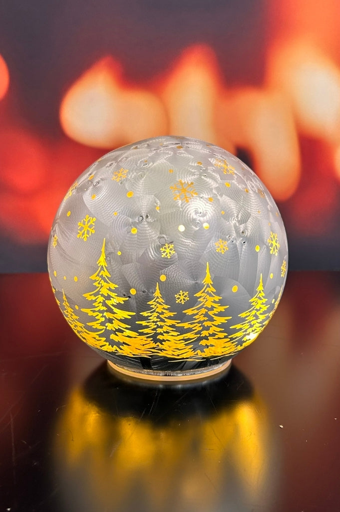 Deko Lichtkugel LED Wald Frosty silber