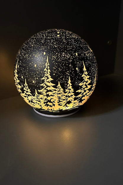 Deko Dreh Kugel LED Winternacht schwarz