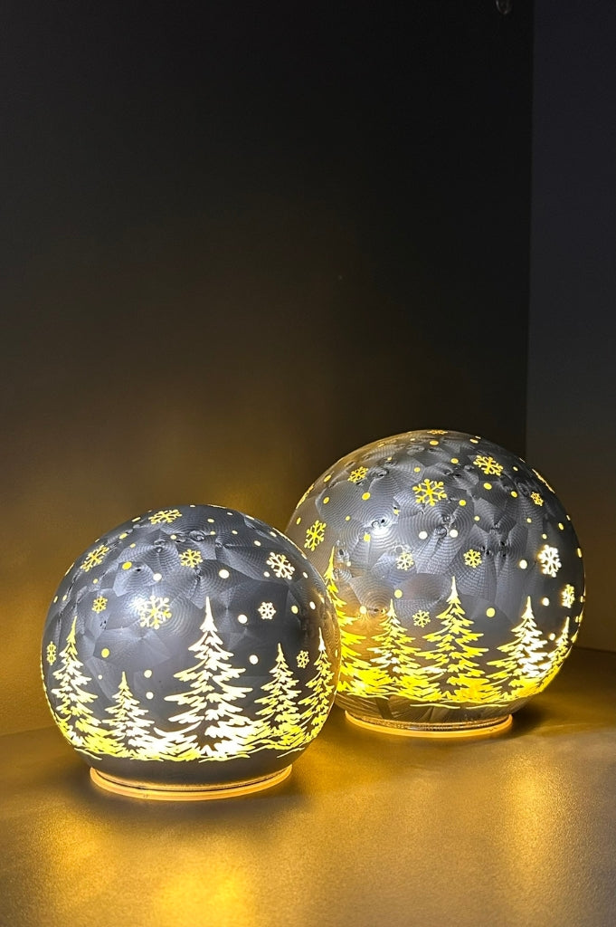 Deko Lichtkugel LED Wald Frosty silber