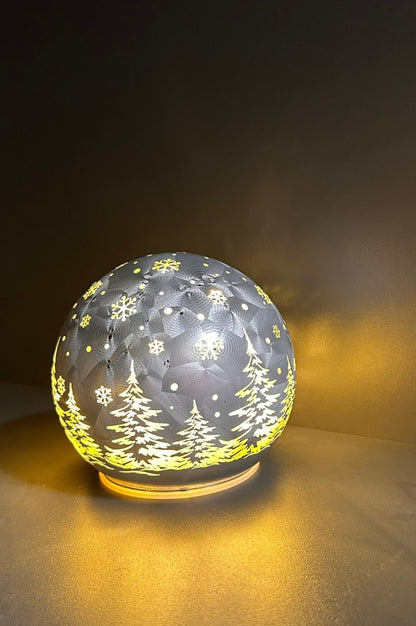 Deko Lichtkugel LED Wald Frosty silber