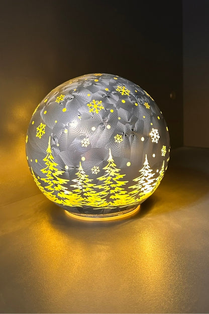 Deko Lichtkugel LED Wald Frosty silber