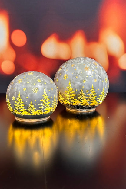Deko Lichtkugel LED Wald Frosty silber