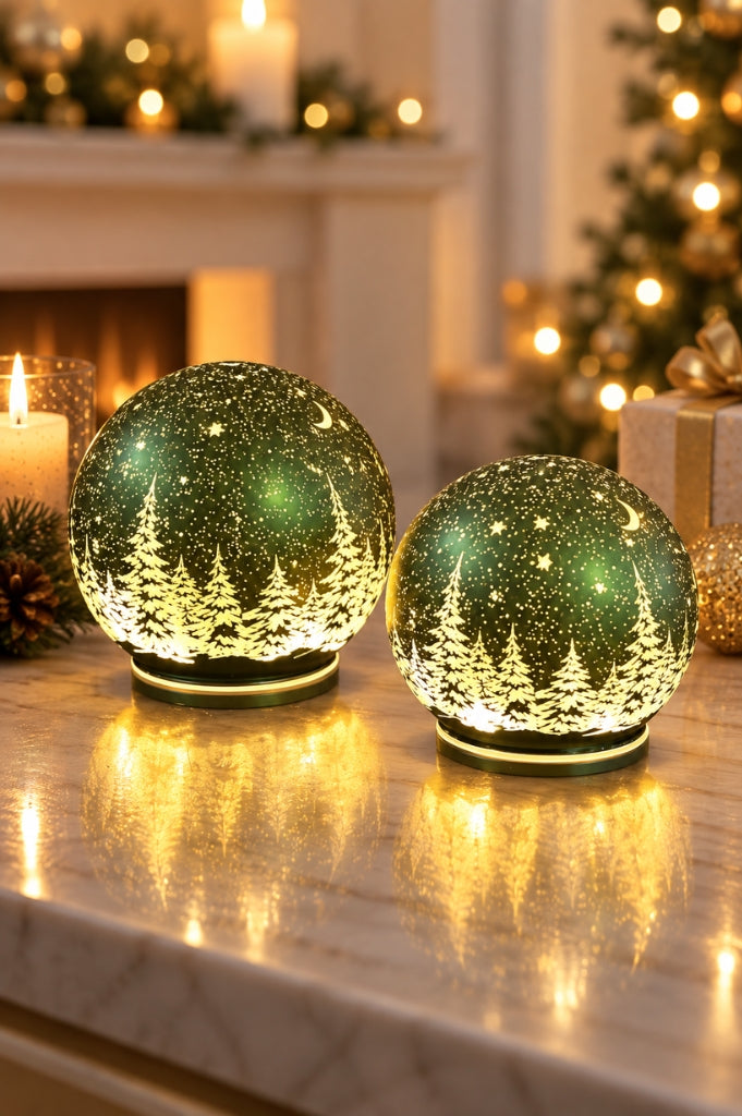 Deko Lichtkugel LED Winter grün