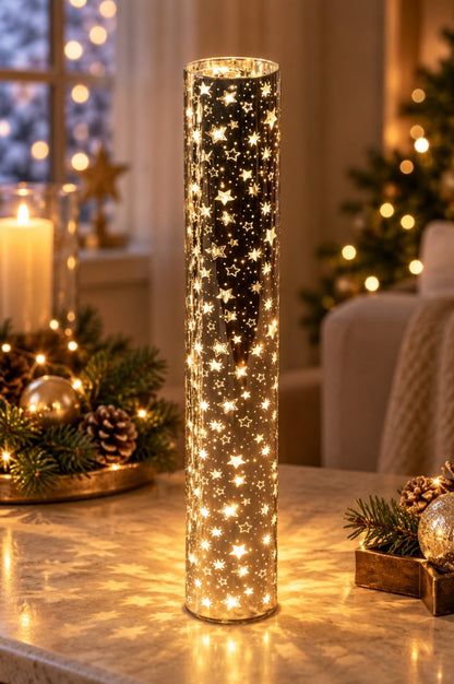 Deko Lichtsäule LED 50cm Sterne silber