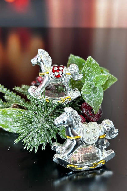 Deko Schaukelpferd silber pearl sortiert