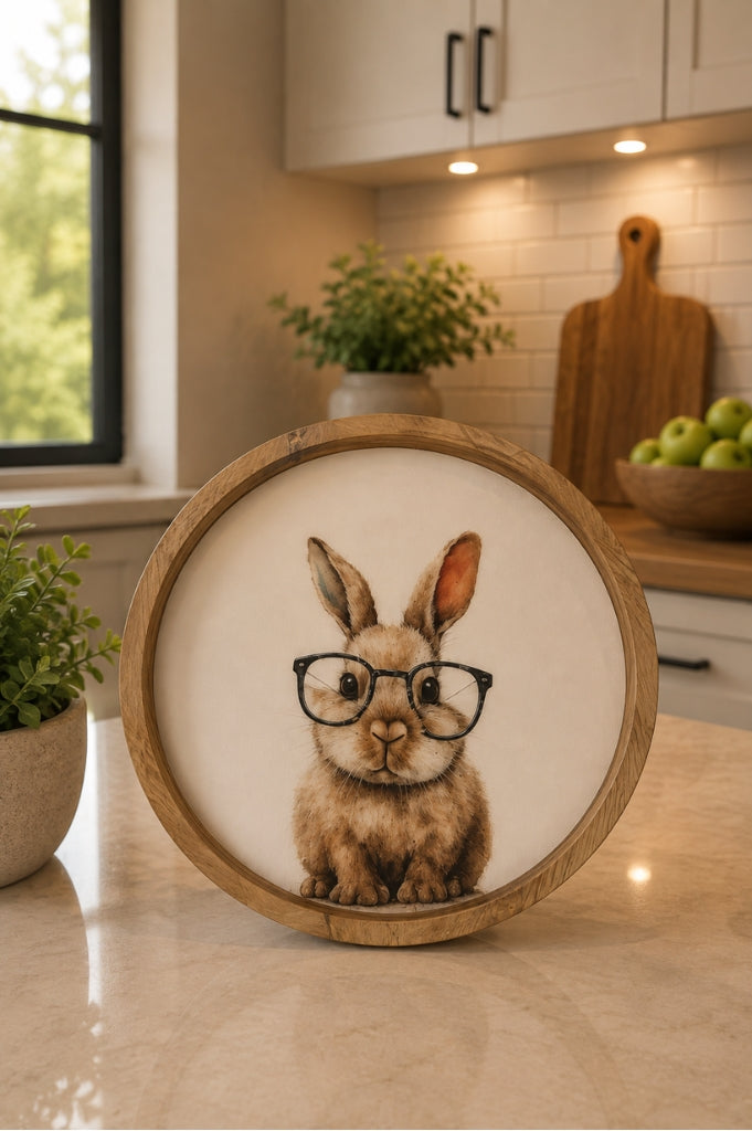 Deko Teller mit Hase Mangoholz