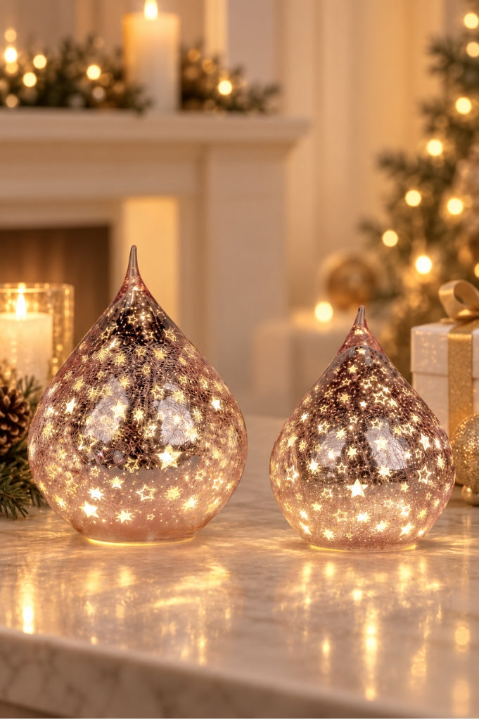 Deko Tropfen LED Sterne rose