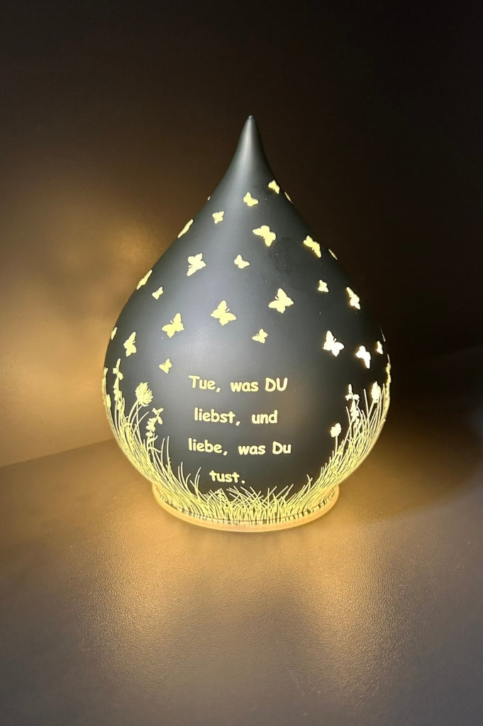 Deko Tropfen LED grün mit Schrift