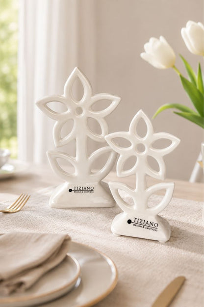 Deko Blume Mesola eckig creme-weiß