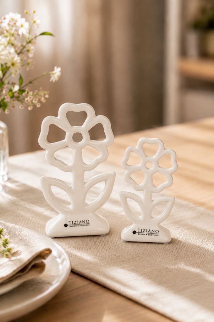 Deko Blume Mesola rund creme-weiß