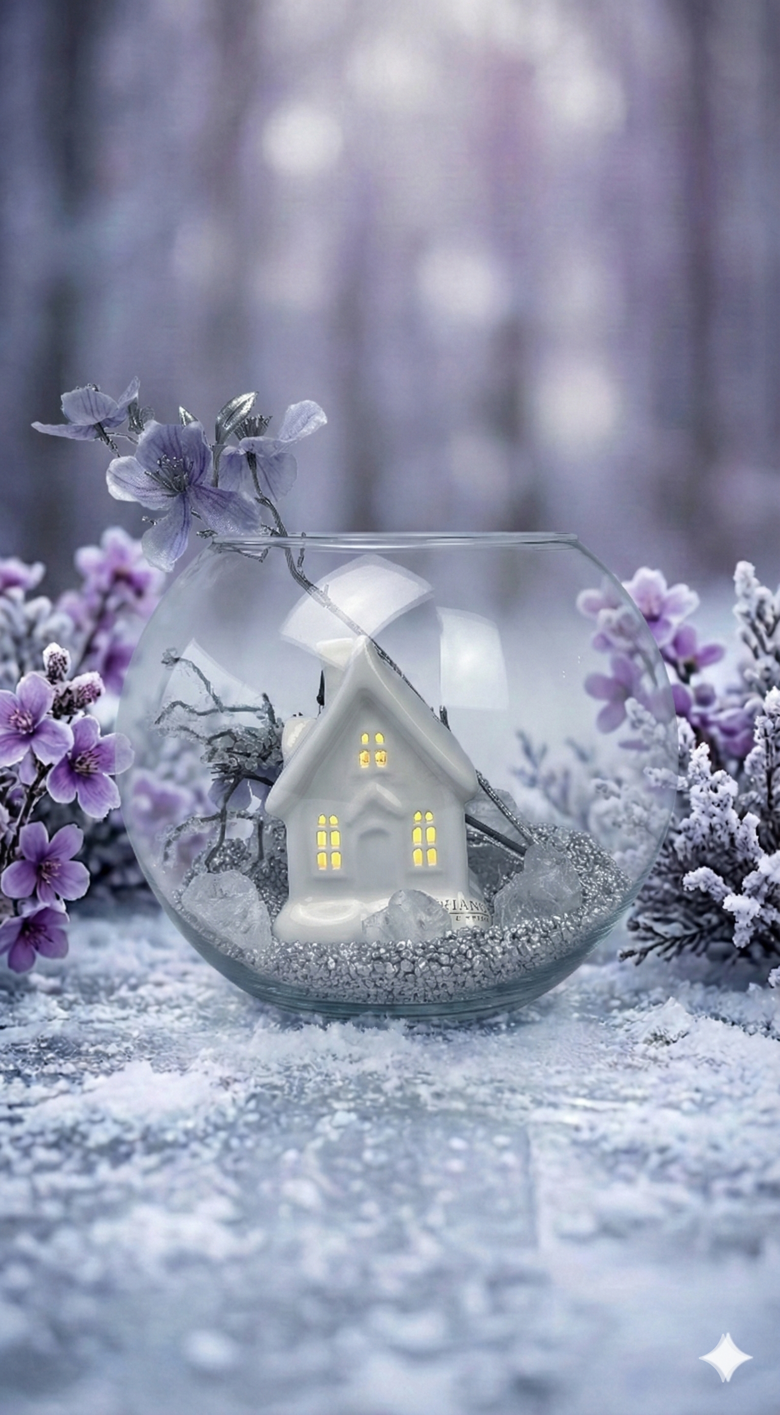 Dekoset Kugelvase Ovaro klar+Haus Cascata LED creme-weiß