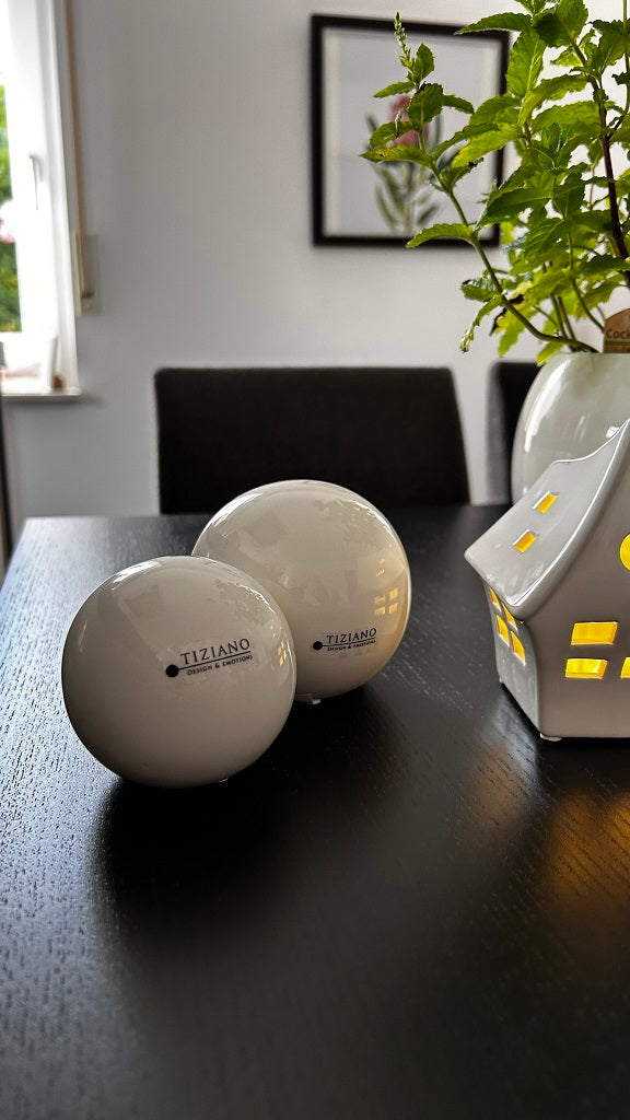 Deko Kugel Sfera creme-weiß