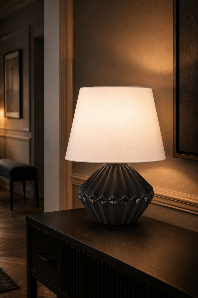 Deko Lampe 46cm breit schwarz-matt