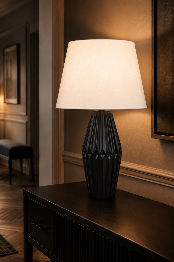 Deko Lampe 46cm hoch schwarz-matt