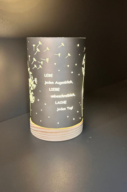 Dekolicht Lebe jeden Augenblick 15cm anthrazit