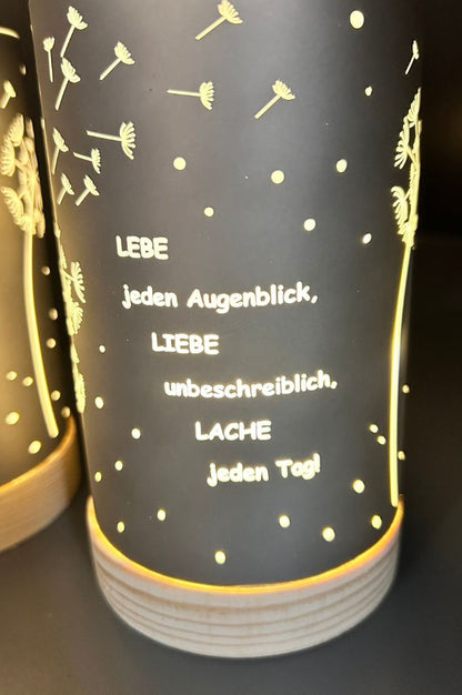 2er Set Dekolicht mit Schrift Denke...+Lebe... anthrazit