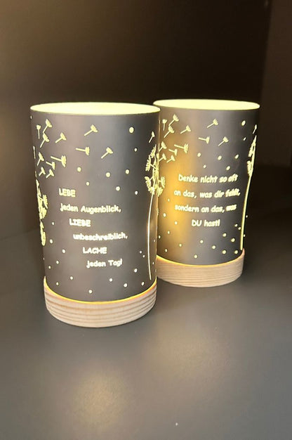 2er Set Dekolicht mit Schrift Denke...+Lebe... anthrazit