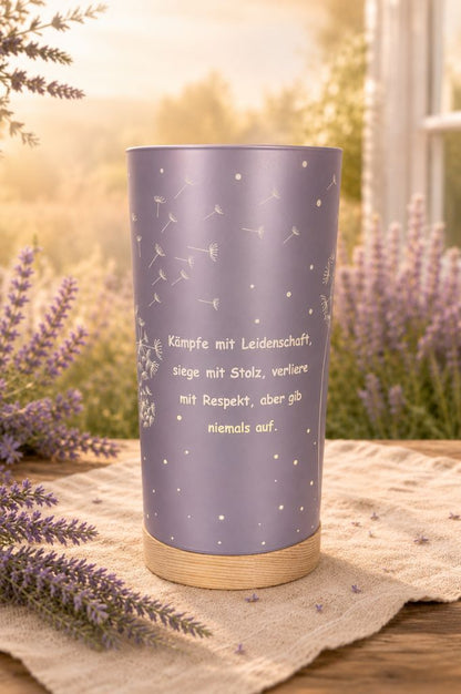 Deko Licht Pusteblume LED 20cm mit Sprüchen lila