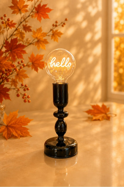 Dekolicht Savazza 27cm Glas schwarz Motiv Hello