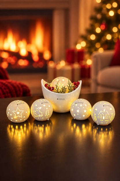 Dekoset Schale Arco mit Lichtkugel Tazzola LED und Beeren