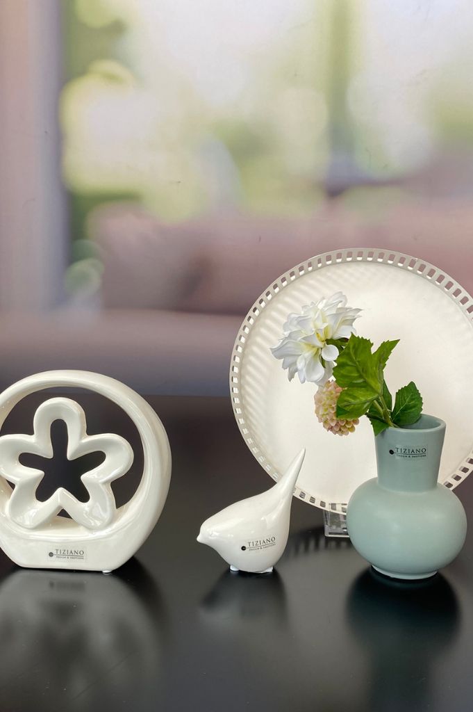 Dekoset Metallschale Canneto mit Alfredo creme+Emporo grün