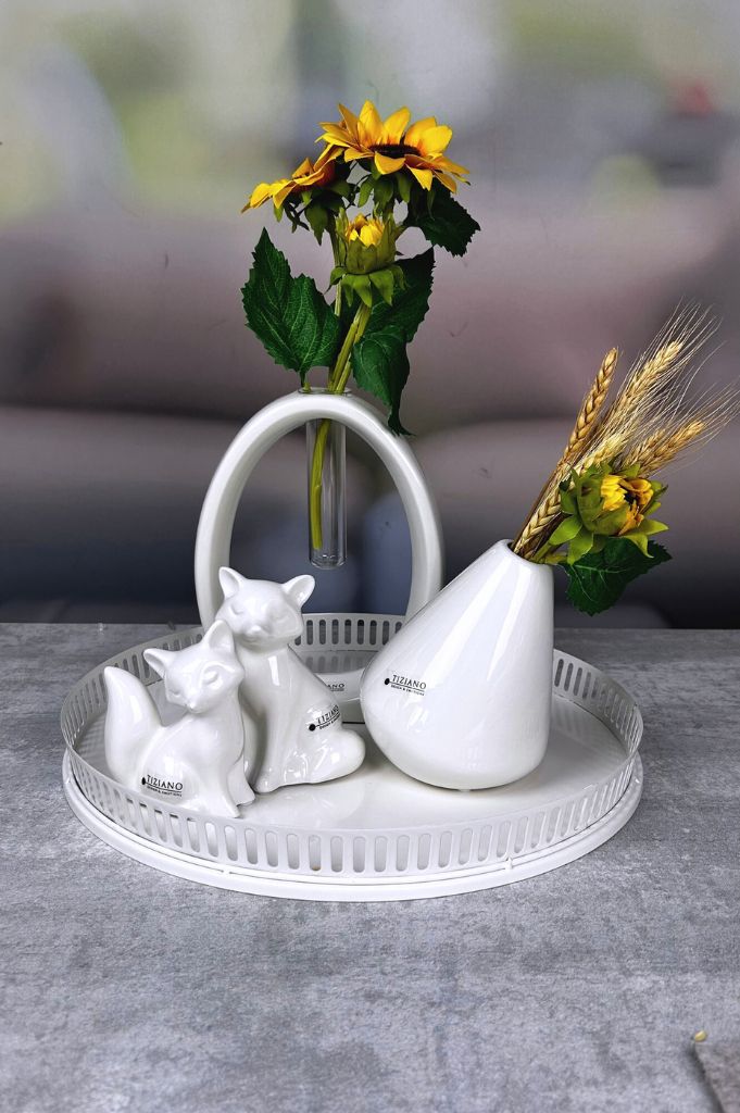 Dekoset Metallschale Canneto 35cm mit Fuchs Roxy+Vallina