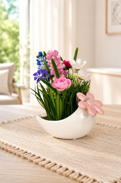 Dekoset Schale Porto mit Blumen+Hänger Blume Piana rosa