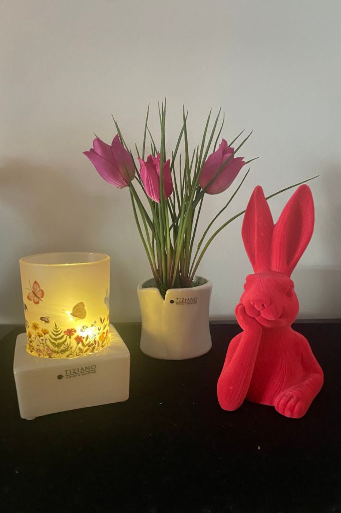 Dekoset Hase rot mit Windlicht Schmetterling auf Mantova