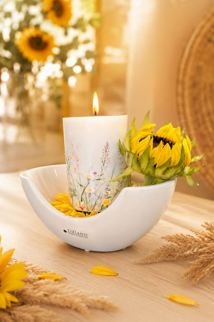 Dekoset Schale Piceno mit LED Kerze Blumenwiese