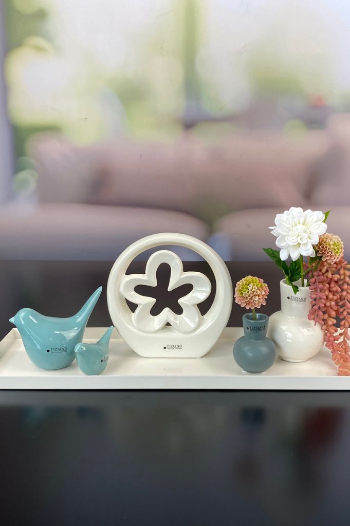 Dekoset Metallschale Legri mit Alfredo+Emporo grün+creme