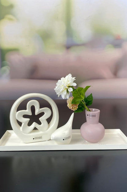 Dekoset Metallschale Legri mit Alfredo creme+Emporo rosa