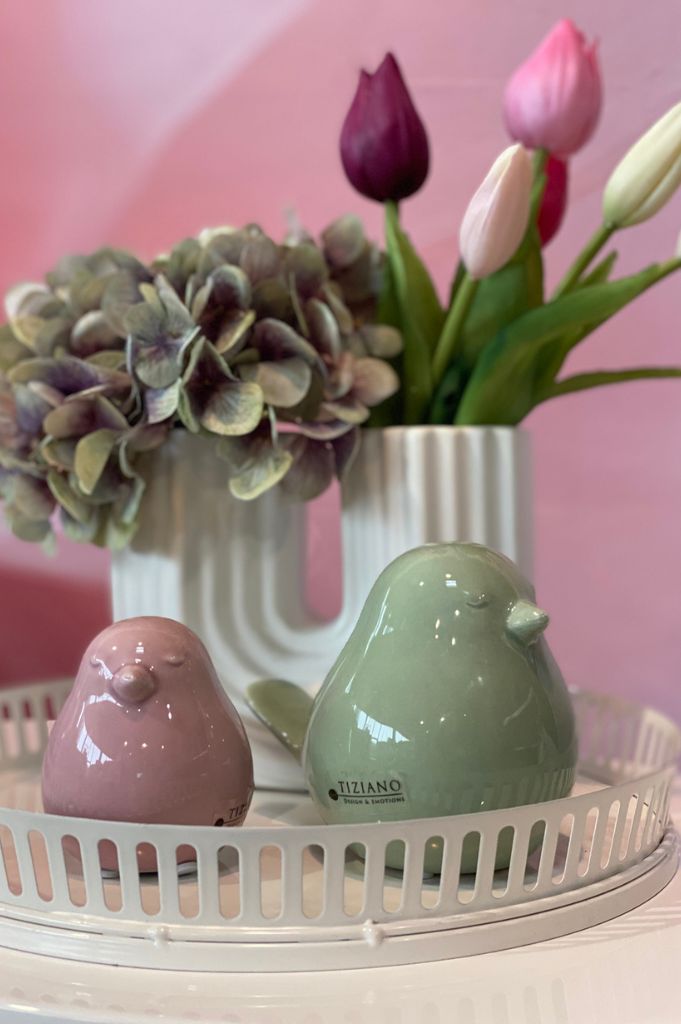 Dekoset Vögel Pallino rosa+grün