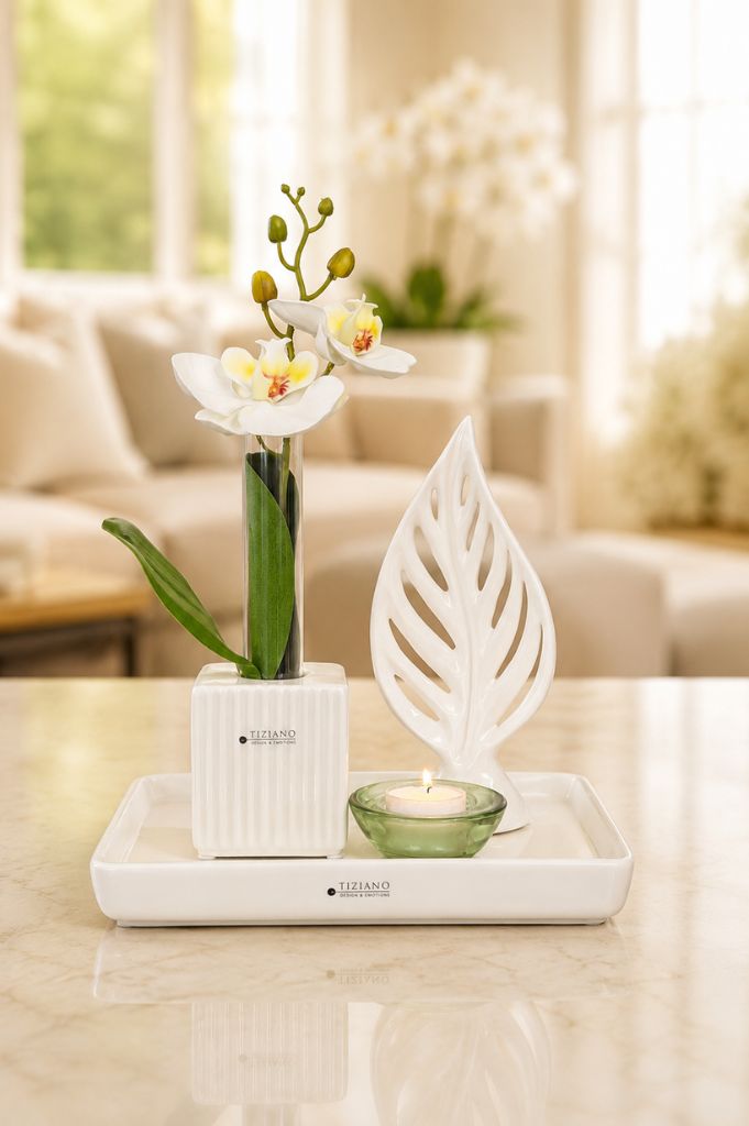 Dekoset Tablett Sendina+Dekoblatt Denia+Pascoli+Orchidee