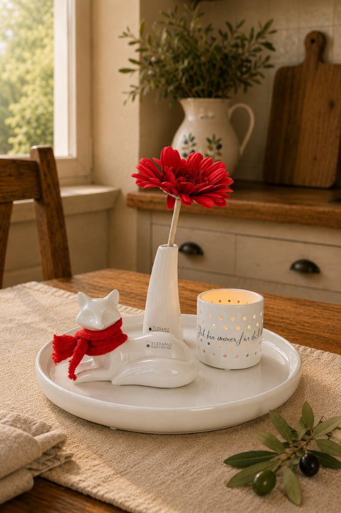 Dekoset Teller Pellano+Fuchs Marco liegend+Vase Torano