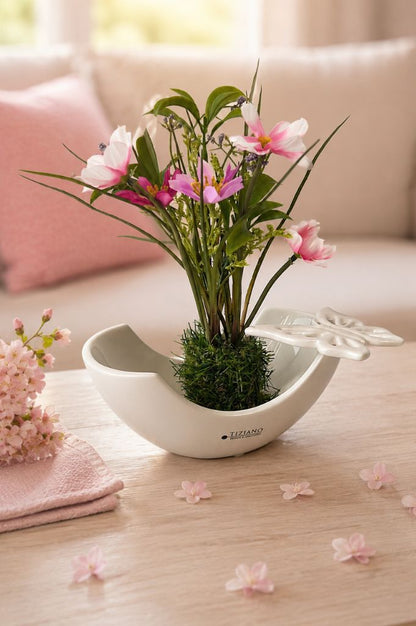 Dekoset Schale Piceno mit Blüten & Schmetterling