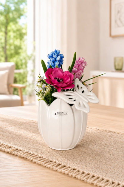 Dekoset Kübel Tolina+Blumen mit Schmetterling Marilin