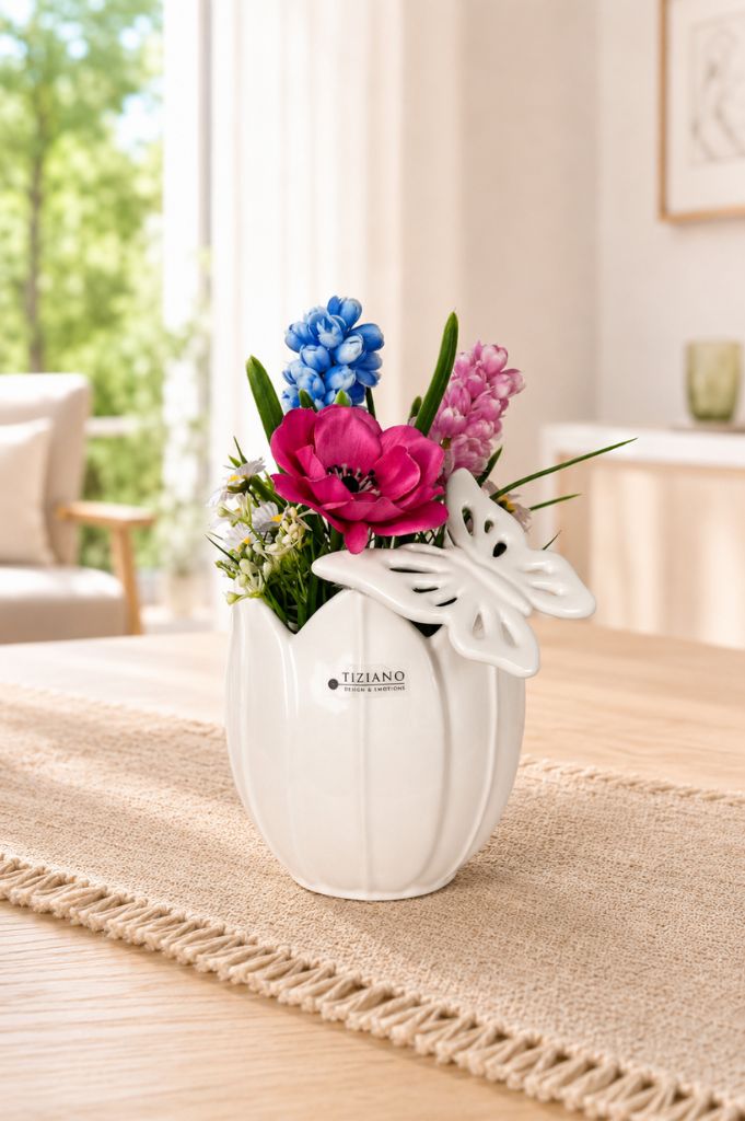Dekoset Kübel Tolina+Blumen mit Schmetterling Marilin