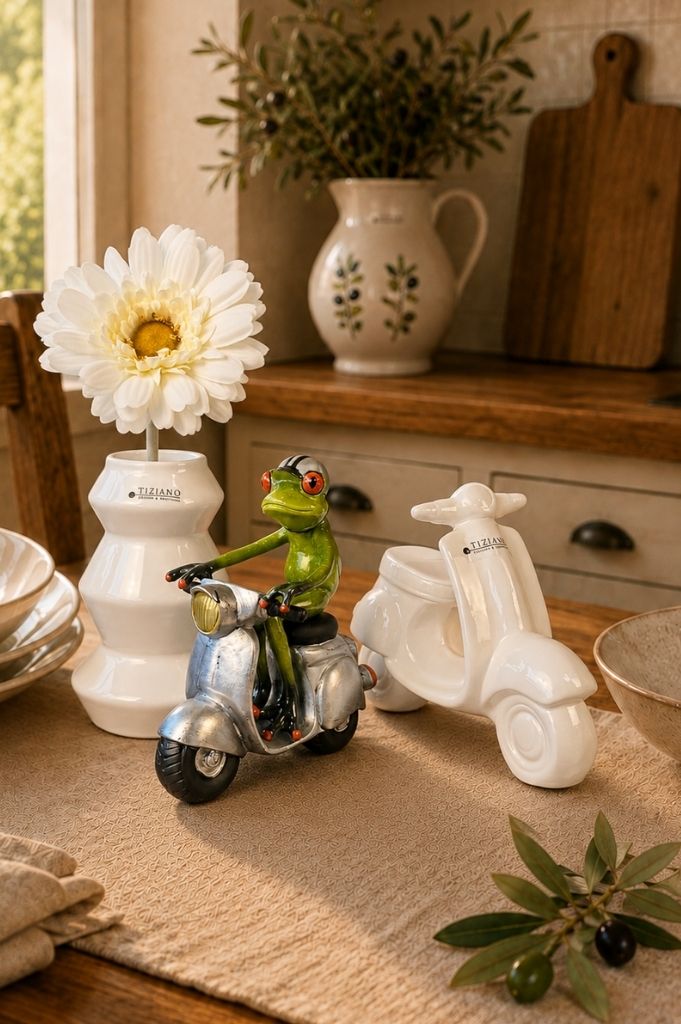 Dekoset Vespa Vespina+Fridolin auf Vespa+Vase Silandro